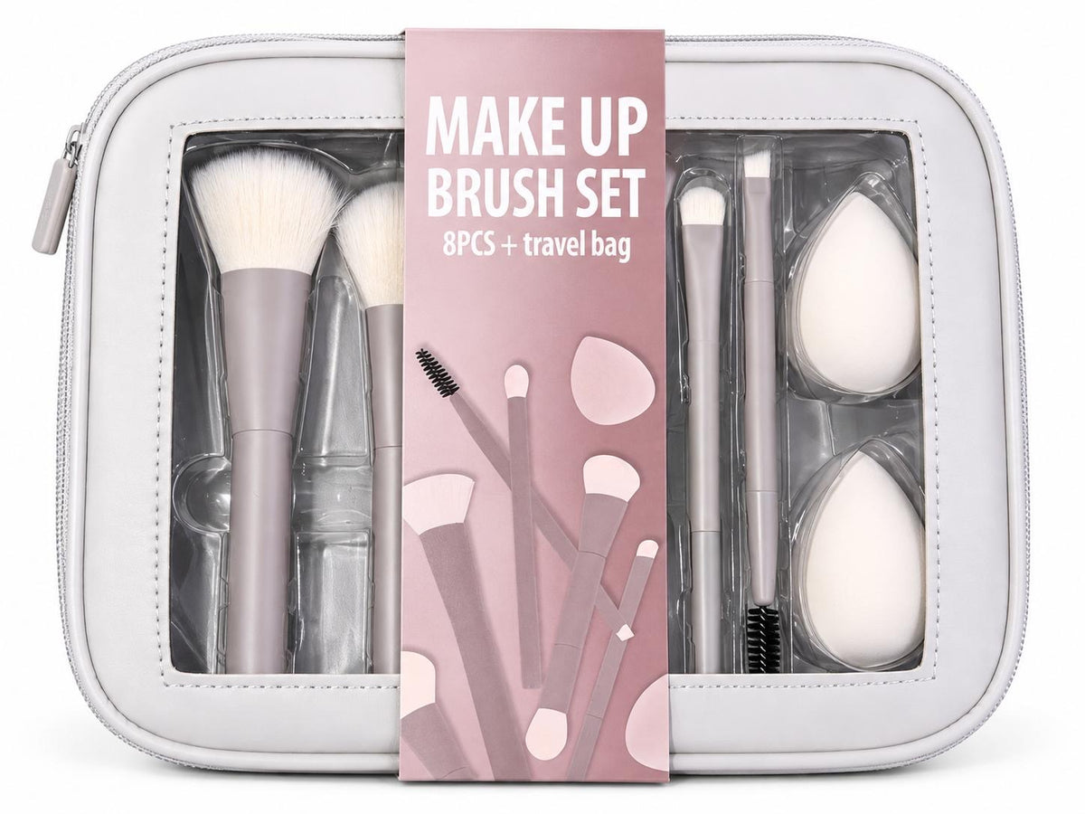 Set de brochas, con esponjas y neceser