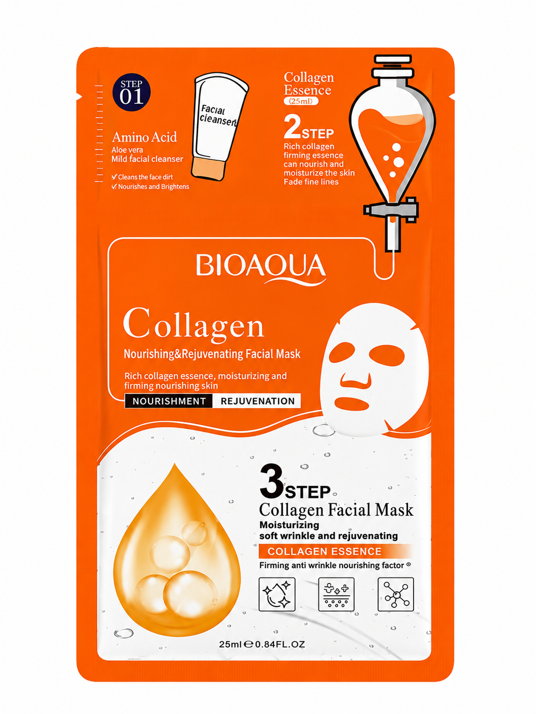 Mascarilla facial 3 pasos con collageno